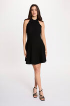 Sleeveless knitted flared dress black women