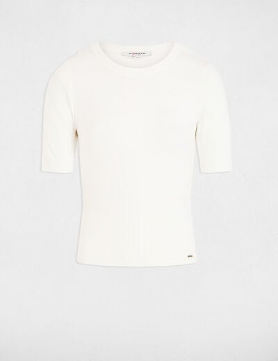 Jumper with short sleeves ivory women