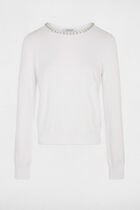 Fitted sweater with rhinestones white women