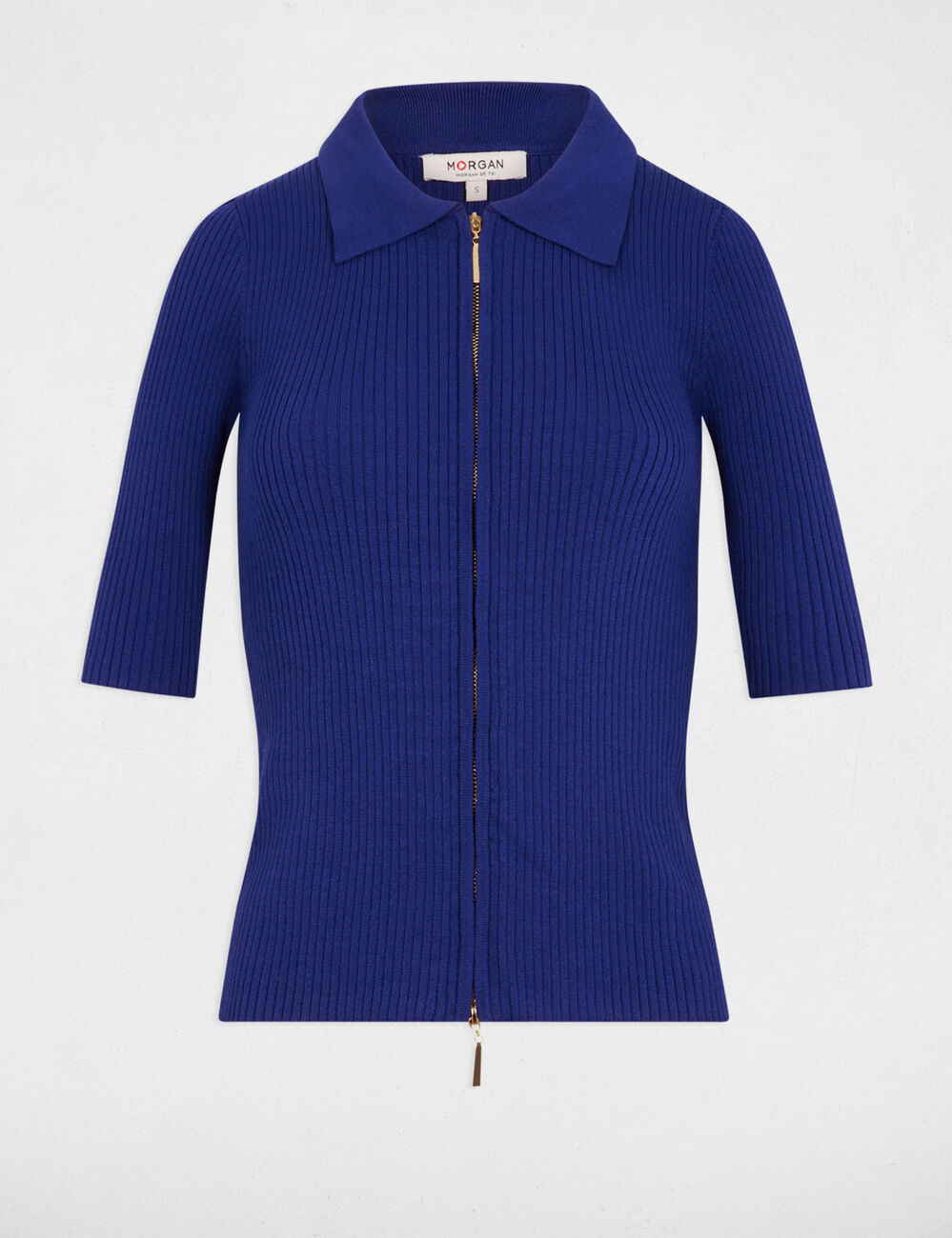 Cardigan 3/4-length sleeves petroleum blue women