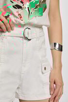 Acid wash denim shorts ecru women