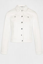 Veste droite boutonnée en jean ivoire femme