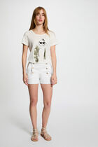 Denim shorts with buttons white women