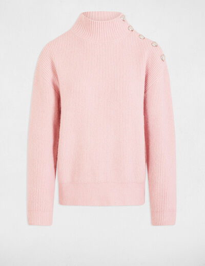 Long-sleeved jumper with buttons light pink women