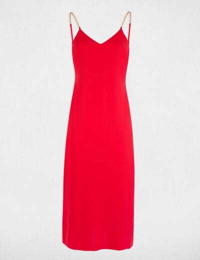 Mid-length dress with chain straps red women