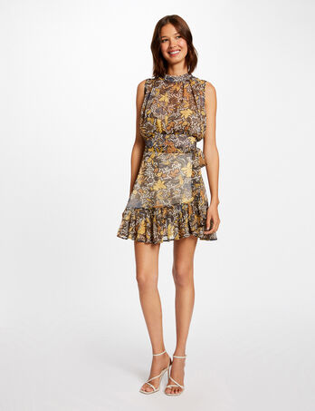 A-line skirt with vegetal print multicolored women
