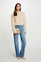Jumper high collar and sequins beige women