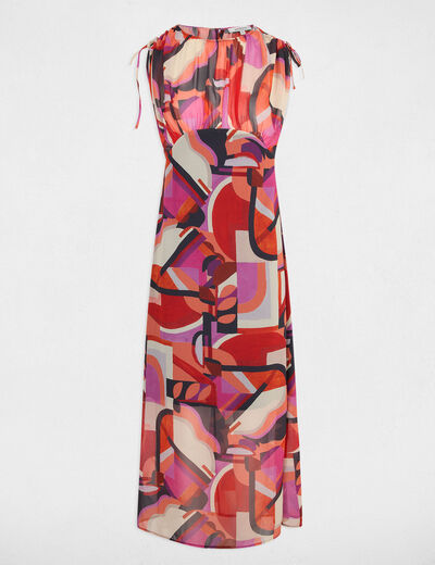 Printed waisted maxi dress multicolor women