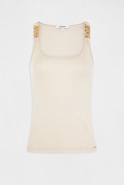 Vest top with wide straps and chains ivory ladies'