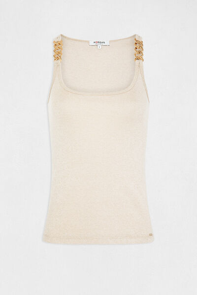 Vest top with wide straps and chains ivory ladies'
