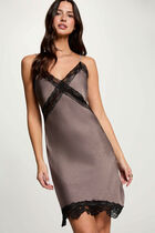 Asymmetric satin dress taupe women