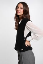 Pull sans manches noir femme