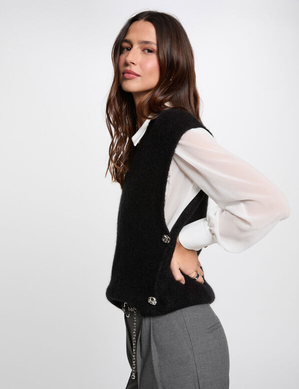 Pull sans manches noir femme