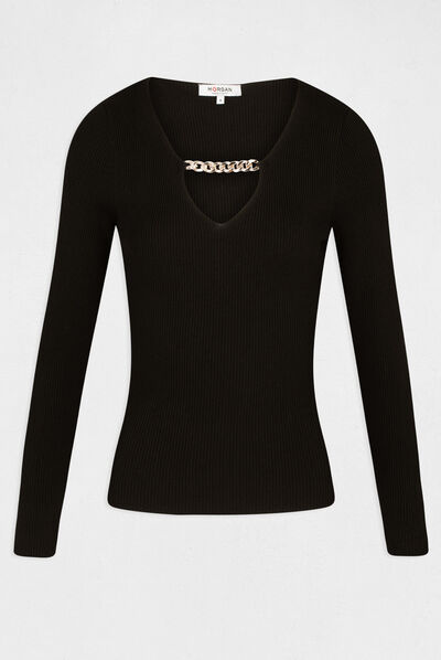 Long-sleeved jumper with chain detail black ladies'