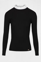 Long-sleeved jumper with pleated collar black women