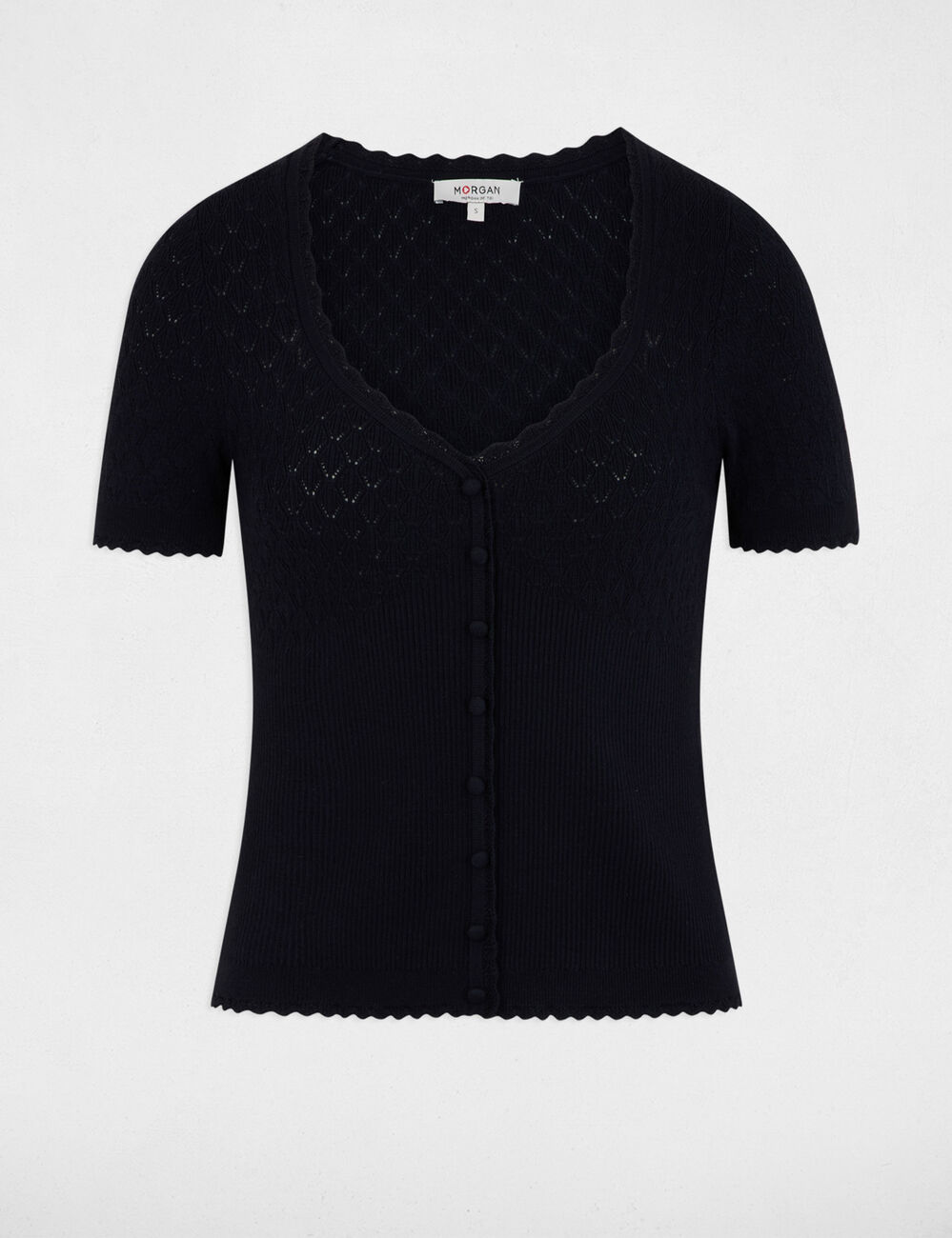 Fitted V-neck sweater navy blue women