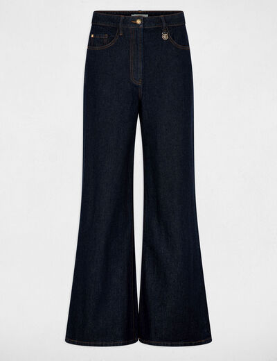 High-waisted wide-leg jeans blue women