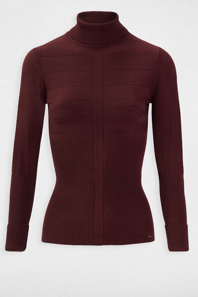 Long-sleeved jumper turtleneck dark purple ladies'
