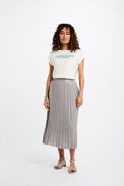 Maxi pleated skirt silver color women