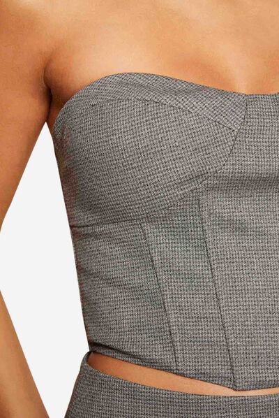 Cropped sleveless bustier mid-grey ladies'