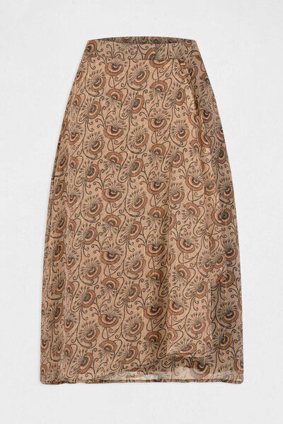 Midi A-line skirt with vegetal print multico ladies'