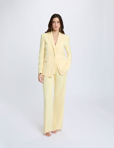 High-waisted wide-leg trousers light yellow women