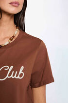 Round neck short-sleeve t-shirt cognac brown women