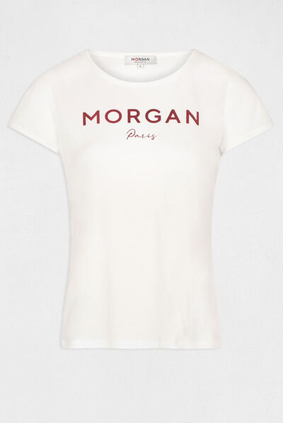 Short-sleeved t-shirt with message coral ladies'