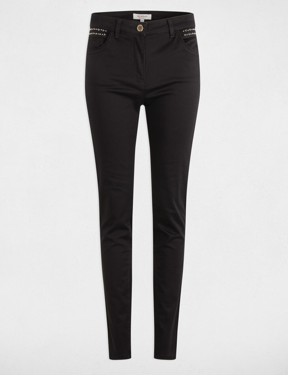 Slim trousers with wet effect black women