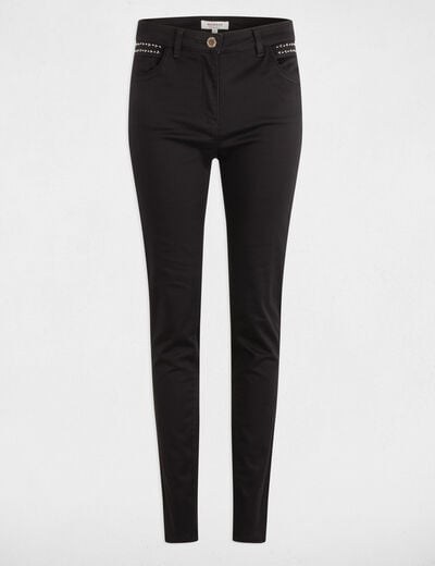 Slim trousers with wet effect black women