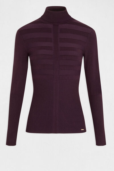 Long-sleeved jumper turtleneck purple ladies'