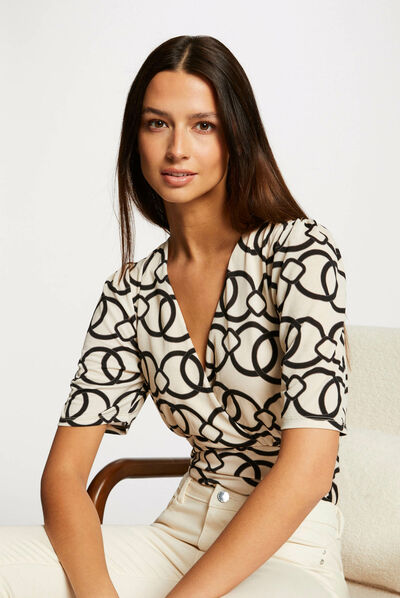 Short-sleeved t-shirt chain print multico ladies'