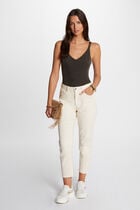 Vest top V-neck and metallised threads khaki green women