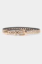 Metallised belt with eyelets gold yellow women