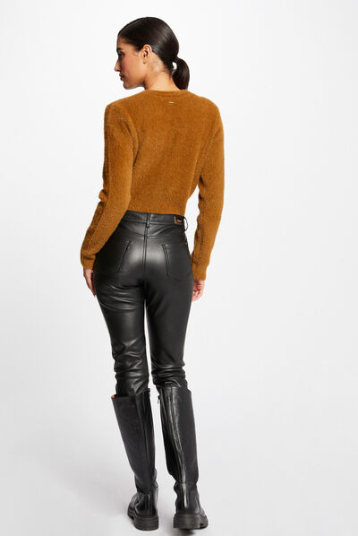 Long-sleeved jumper with round neck caramel ladies'