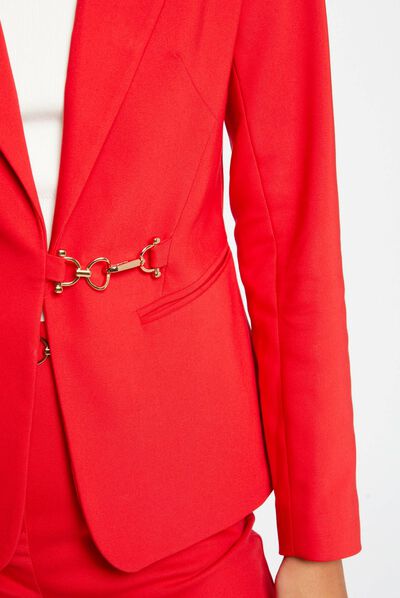 Waisted city jacket with buckle red ladies'