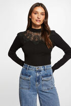 Jumper high collar with lace black women