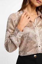 Chemise col à revers jaune or femme