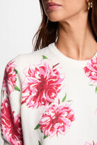 Jumper round neck floral print ivory women
