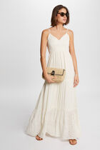 Loose maxi embroidered dress sand women