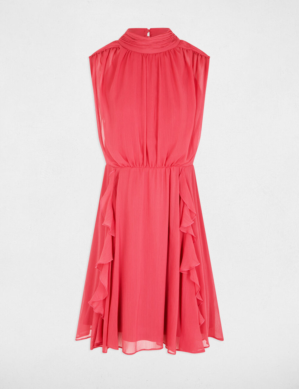 Short dress with high neck antique pink women