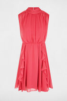 Short dress with high neck antique pink women