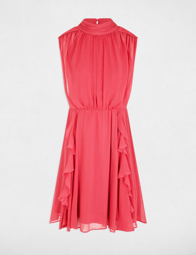 Short dress with high neck antique pink women