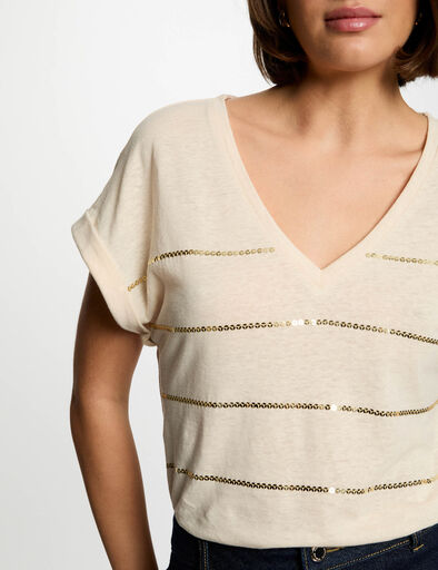 Short-sleeved t-shirt cream women