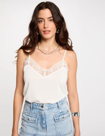 Vest top in lace ivory women