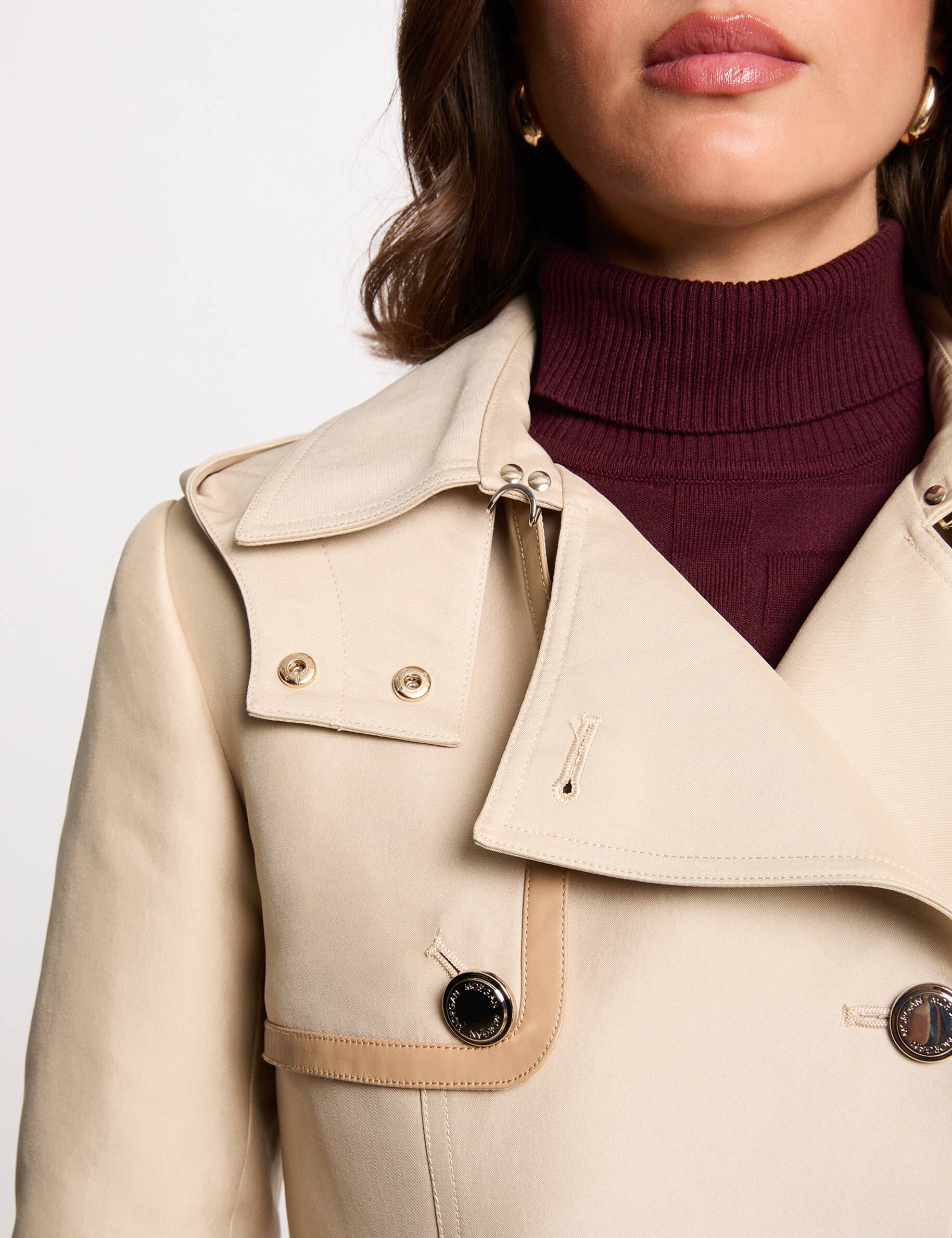 Mid-length trench with hood beige women | Morgan