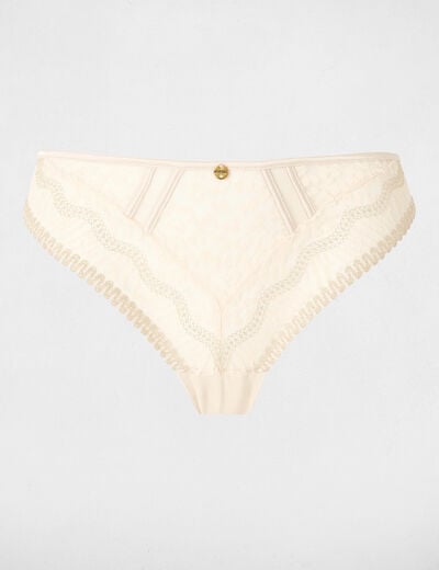 Lace thong with thin straps beige women