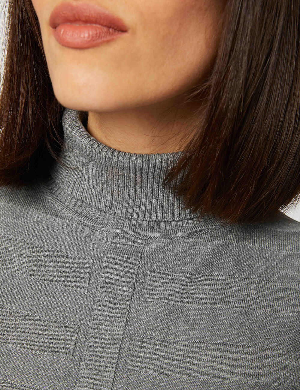Long-sleeved jumper turtleneck anthracite grey women