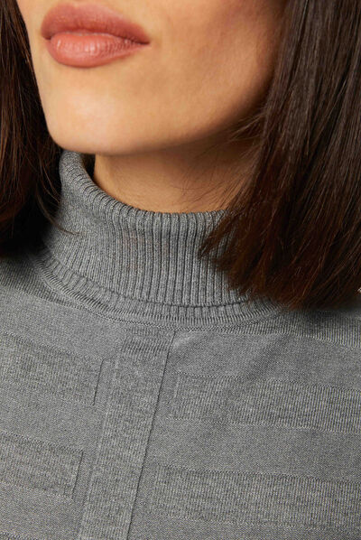 Long-sleeved jumper turtleneck anthracite grey ladies'