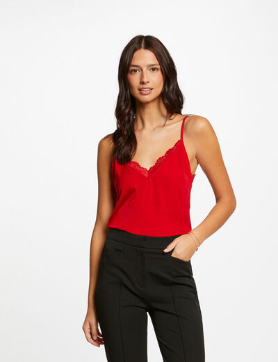 Blouse with thin straps and lace red ladies'